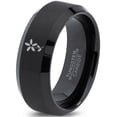 thumbnail image 1 of Tungsten Flower Bloom Blossom Plant Band Ring 8mm Men Women Comfort Fit Black Beveled Edge Brushed Polished, 1 of 4