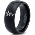 thumbnail image 1 of Tungsten Flower Bloom Blossom Plant Band Ring 8mm Men Women Comfort Fit Black Dome Polished, 1 of 4