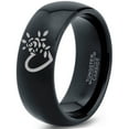 thumbnail image 1 of Tungsten Flower Heart Band Ring 8mm Men Women Comfort Fit Black Dome Polished, 1 of 4