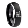 thumbnail image 1 of Tungsten Flying Butterfly 8mm Brushed Black 2 Tone Dome Polished Edges Men Ring, 1 of 1