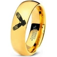 thumbnail image 1 of Tungsten Flying Eagle Band Ring 7mm Men Women Comfort Fit 18k Yellow Gold Dome Polished, 1 of 4