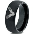 thumbnail image 1 of Tungsten Flying Eagle Band Ring 8mm Men Women Comfort Fit Black Dome Brushed Polished, 1 of 4
