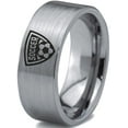 thumbnail image 1 of Tungsten Football Player Band Ring 8mm Men Women Comfort Fit Gray Flat Cut Brushed Polished, 1 of 4
