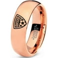 thumbnail image 1 of Tungsten Futbol Soccer Player Crest Logo Band Ring 7mm Men Women Comfort Fit 18k Rose Gold Dome Polished, 1 of 4