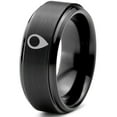 thumbnail image 1 of Tungsten GPS Location Symbol Icon Band Ring 8mm Men Women Comfort Fit Black Step Bevel Edge Brushed Polished, 1 of 4