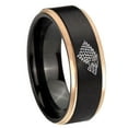 thumbnail image 1 of Tungsten Game Of Thrones House Stark Direwolf 8mm Black And Rose Gold Step Edges Men's Ring, 1 of 1