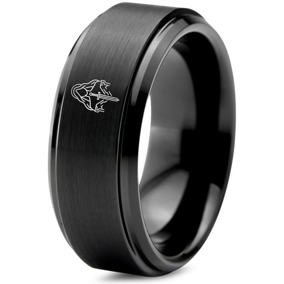 Tungsten Gamer Black Rings Women Gifts Trending Spiral Engrave Mom Men Gay Set Dad 70S 8mm