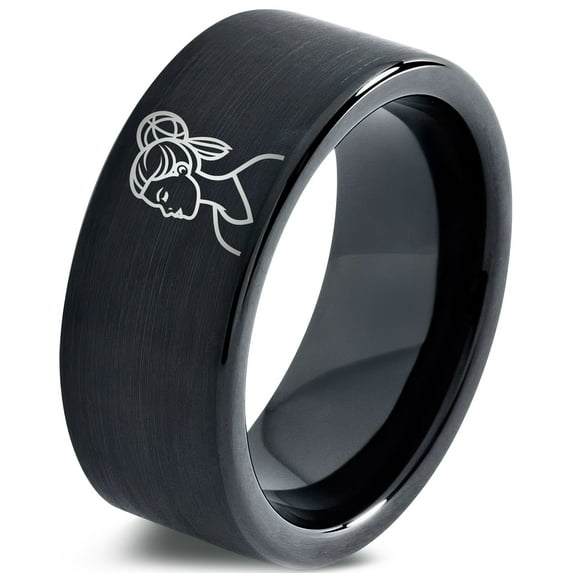 Tungsten Gamer Black Wedding Band for Men Best Gift Bridesmaid Memorial Gifts Rings Set