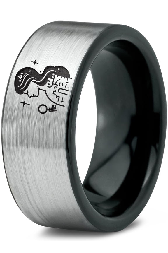 Tungsten Gamer Handmade Rings Gray Designer 21 Birthday Gift for Her Mr And Mrs Mom Men