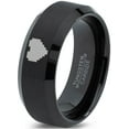 thumbnail image 1 of Tungsten Gamer Heart Band Ring 8mm Men Women Comfort Fit Black Beveled Edge Brushed Polished Size 10.5, 1 of 4