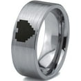 thumbnail image 1 of Tungsten Gamer Heart Band Ring 8mm Men Women Comfort Fit Gray Flat Cut Brushed Polished Size 8, 1 of 4