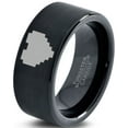 thumbnail image 1 of Tungsten Gamer Heart Band Ring 9mm Men Women Comfort Fit Black Flat Cut Brushed Polished Size 4, 1 of 4