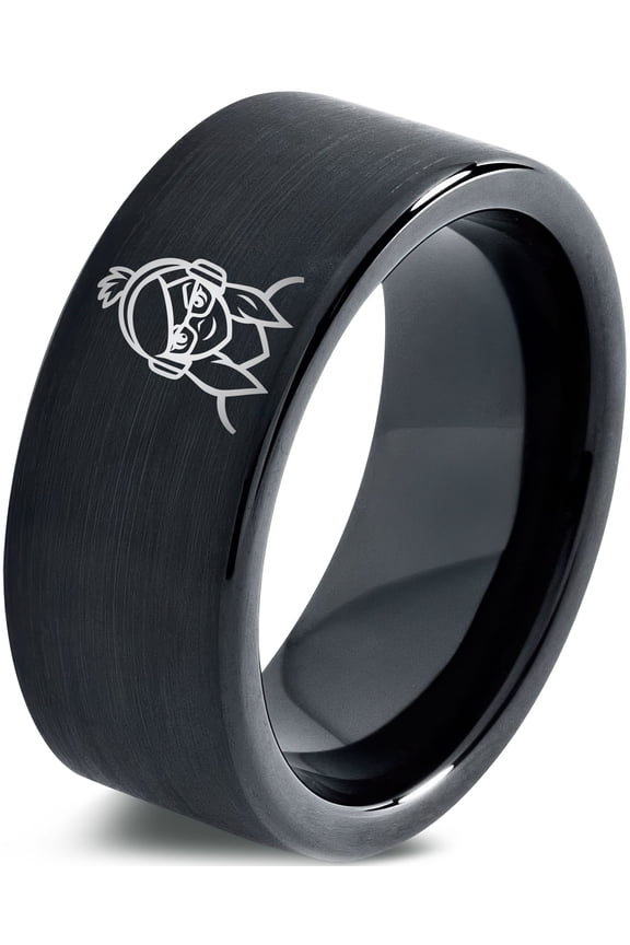 Gamer Birthday Tungsten Ring Black Wedding Band Bride Astronaut Initial Couples Gifts Girl