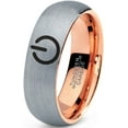thumbnail image 1 of Tungsten Gamer Power Band Ring 7mm Men Women Comfort Fit 18k Rose Gold Dome Brushed Gray Polished, 1 of 4