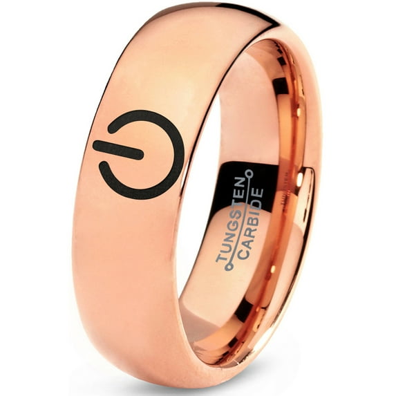 Tungsten Gamer Power Band Ring 7mm Men Women Comfort Fit 18k Rose Gold Dome Polished
