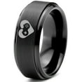 thumbnail image 1 of Tungsten Gaming Gamer Controller Pad Heart Emoji Band Ring 8mm Men Women Comfort Fit Black Step Bevel Edge Brushed Polished, 1 of 4