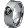 thumbnail image 1 of Tungsten Gaming Gamer Controller Pad Heart Emoji Band Ring 8mm Men Women Comfort Fit Gray Flat Cut Brushed Polished, 1 of 4