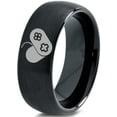 thumbnail image 1 of Tungsten Gaming Gamer Video Game Love Heart Emoji Band Ring 8mm Men Women Comfort Fit Black Dome Brushed Polished, 1 of 4