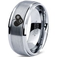thumbnail image 1 of Tungsten Gaming Gamer Video Game Love Heart Emoji Band Ring 8mm Men Women Comfort Fit Gray Step Bevel Edge Brushed Polished, 1 of 4