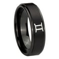 thumbnail image 1 of Tungsten Gemini Zodiac 8mm Brushed Black Polished Step Edges Men Ring, 1 of 2