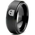 thumbnail image 1 of Tungsten Ghost Blanket Eyes Looking Band Ring 8mm Men Women Comfort Fit Black Step Bevel Edge Brushed Polished, 1 of 4