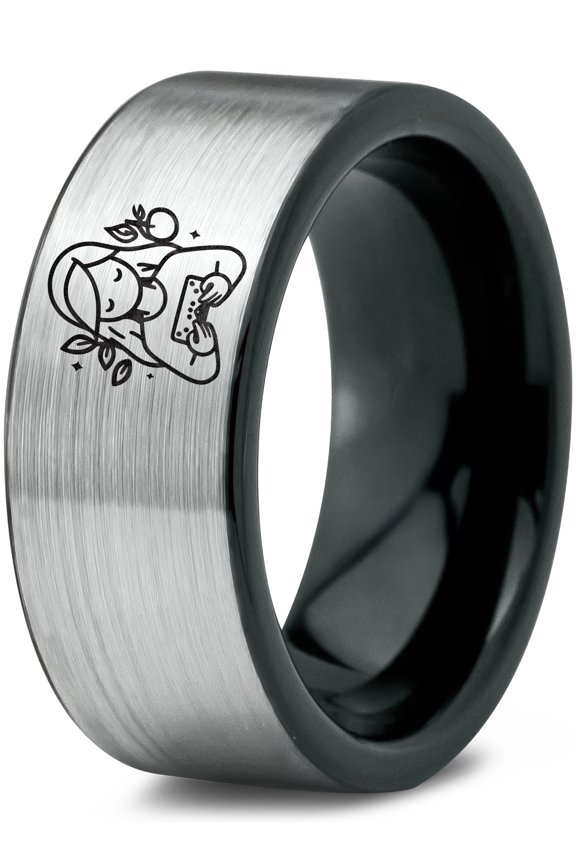 Pure Grey Ring Men Tungsten Birthday Gamer Dad Gifts Mourning Jewelry Sobriety Gift Metal