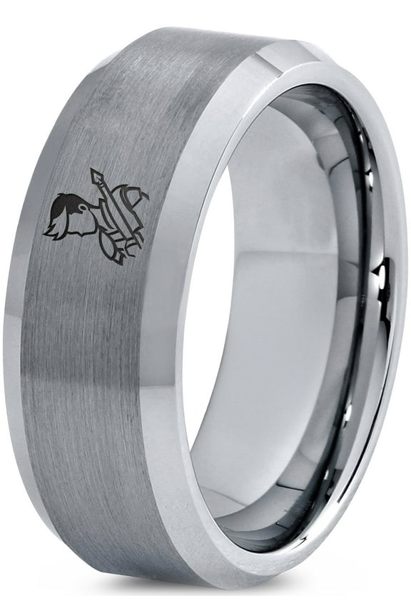 Tungsten Gifts for Dad Gamer Thick Grey Ring Men 14 Year Anniversary Gift Daily Mom Gay