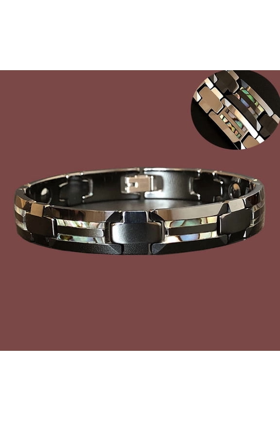 Tungsten Gold Ceramic Inlaid Color Shell Waterproof Knife Scraping Non-flower Boys Magnetic Simple Bracelet