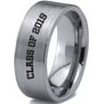 thumbnail image 1 of Tungsten Graduating Class Of 2019 Band Ring 8mm Men Women Comfort Fit Gray Flat Cut Brushed Polished, 1 of 4
