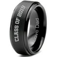 thumbnail image 1 of Tungsten Graduating Class Of 2019 Engraved Love Dad Band Ring 8mm Men Women Comfort Fit Black Step Bevel Edge Brushed Polished, 1 of 4