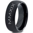 thumbnail image 1 of Tungsten Gradutaing Class Of 2019 Roman Numerals Engraved Band Ring 8mm Men Women Comfort Fit Black Dome Brushed Polished, 1 of 4