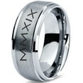 thumbnail image 1 of Tungsten Gradutaing Class Of 2019 Roman Numerals Engraved Band Ring 8mm Men Women Comfort Fit Gray Step Bevel Edge Brushed Polished, 1 of 4