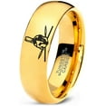 thumbnail image 1 of Tungsten Greek Roman Helmet Mohawk Crossed Spears Band Ring 7mm Men Women Comfort Fit 18k Yellow Gold Dome Polished, 1 of 4