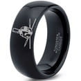 thumbnail image 1 of Tungsten Greek Roman Helmet Mohawk Crossed Spears Band Ring 8mm Men Women Comfort Fit Black Dome Polished, 1 of 4