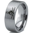 thumbnail image 1 of Tungsten Greek Roman Helmet Mohawk Crossed Spears Band Ring 8mm Men Women Comfort Fit Gray Flat Cut Brushed Polished, 1 of 4