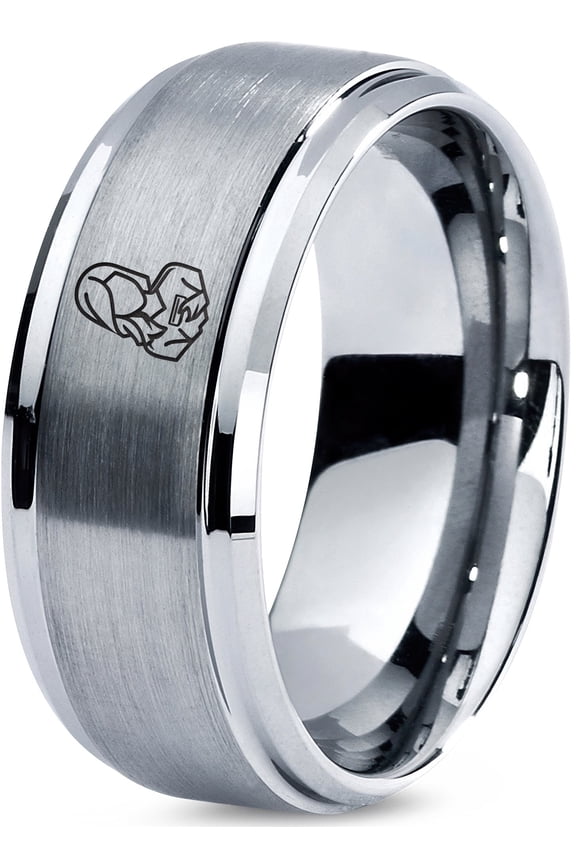 Tungsten Grey Band Ring Gamer Mens Rings Designer 9th Anniversary Gift Initial Mom Men Gay