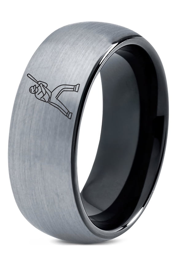 Tungsten Gamer Valentines Black Ring for Men Grandma Gifts Engraved First Fathers Day Gift