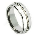 thumbnail image 1 of Tungsten Grooved Braided Sterling Silver Center Demond Band Ring Size 11.5, 1 of 3