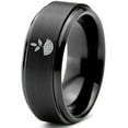 thumbnail image 1 of Tungsten Growing Planting Nature Plant Band Ring 8mm Men Women Comfort Fit Black Step Bevel Edge Brushed Polished, 1 of 4