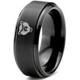 thumbnail image 1 of Tungsten Growling Grizzly Black Bear Band Ring 8mm Men Women Comfort Fit Black Step Bevel Edge Brushed Polished, 1 of 4