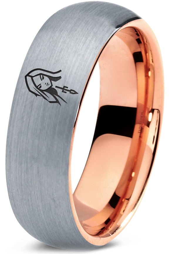 Tungsten Handmade Gamer Grey Mens Rings New Dad Gift Mourning Jewelry Birthday Gifts for Girlfriend