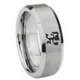 thumbnail image 1 of Tungsten Hatchet Woman 8mm Brushed Gray Beveled Edges Men's Ring, 1 of 1