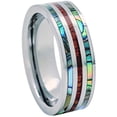 thumbnail image 1 of Tungsten Hawaiian Koa Wood and Abalone Ring 8mm Comfort Fit Band Flat Top Size 6 to 15 (11.5), 1 of 1