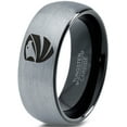 thumbnail image 1 of Tungsten Hawk Bald Eagle Wings Crest Band Ring 8mm Men Women Comfort Fit Black Dome Brushed Gray Polished, 1 of 4