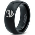 thumbnail image 1 of Tungsten Hawk Bald Eagle Wings Crest Band Ring 8mm Men Women Comfort Fit Black Dome Polished, 1 of 4