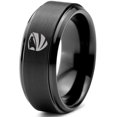thumbnail image 1 of Tungsten Hawk Bald Eagle Wings Crest Band Ring 8mm Men Women Comfort Fit Black Step Bevel Edge Brushed Polished, 1 of 4
