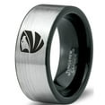 thumbnail image 1 of Tungsten Hawk Bald Eagle Wings Crest Band Ring 8mm Men Women Comfort Fit Brushed Gray Flat Cut Black Polished, 1 of 4