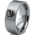 thumbnail image 1 of Tungsten Hawk Bald Eagle Wings Crest Band Ring 8mm Men Women Comfort Fit Gray Flat Cut Brushed Polished, 1 of 4