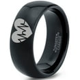 thumbnail image 1 of Tungsten Heart Beat HeartBeat Emoji Line CPR EMT Band Ring 8mm Men Women Comfort Fit Black Dome Polished, 1 of 4