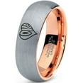 thumbnail image 1 of Tungsten Heart Love Hippy Boho Emoji Band Ring 7mm Men Women Comfort Fit 18k Rose Gold Dome Brushed Gray Polished, 1 of 4